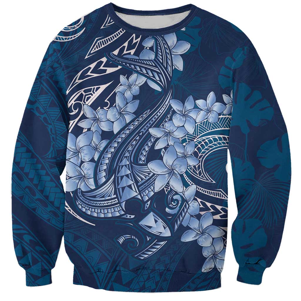 Navy Blue Polynesia Hammerhead Shark Tattoo With Plumeria Lei Sweatshirt LT14 Unisex Navy Blue - Polynesian Pride