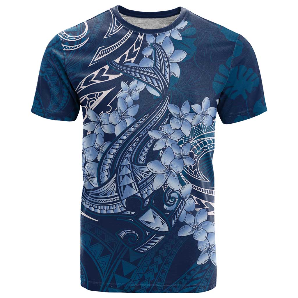 Navy Blue Polynesia Hammerhead Shark Tattoo With Plumeria Lei T Shirt LT14 Navy Blue - Polynesian Pride