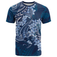 Navy Blue Polynesia Hammerhead Shark Tattoo With Plumeria Lei T Shirt LT14 Navy Blue - Polynesian Pride