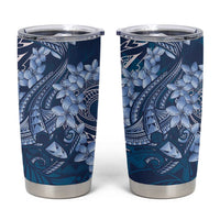 Navy Blue Polynesia Hammerhead Shark Tattoo With Plumeria Lei Tumbler Cup LT14 Navy Blue - Polynesian Pride