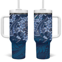 Navy Blue Polynesia Hammerhead Shark Tattoo With Plumeria Lei Tumbler With Handle LT14 One Size: 40 oz Navy Blue - Polynesian Pride