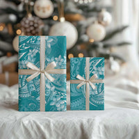 Teal Polynesia Hammerhead Shark Tattoo With Plumeria Lei Wrapping Paper LT14 - Polynesian Pride