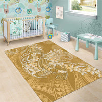 Yellow Polynesia Hammerhead Shark Tattoo With Plumeria Lei Area Rug