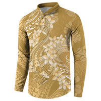 Yellow Polynesia Hammerhead Shark Tattoo With Plumeria Lei Button Sweatshirt
