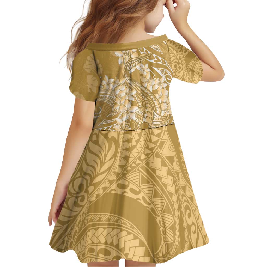 Yellow Polynesia Hammerhead Shark Tattoo With Plumeria Lei Family Matching Mermaid Dress and Hawaiian Shirt