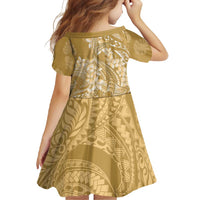 Yellow Polynesia Hammerhead Shark Tattoo With Plumeria Lei Family Matching Off Shoulder Maxi Dress and Hawaiian Shirt