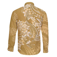 Yellow Polynesia Hammerhead Shark Tattoo With Plumeria Lei Family Matching Puletasi and Hawaiian Shirt