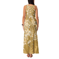 Yellow Polynesia Hammerhead Shark Tattoo With Plumeria Lei Family Matching Tank Maxi Dress and Hawaiian Shirt