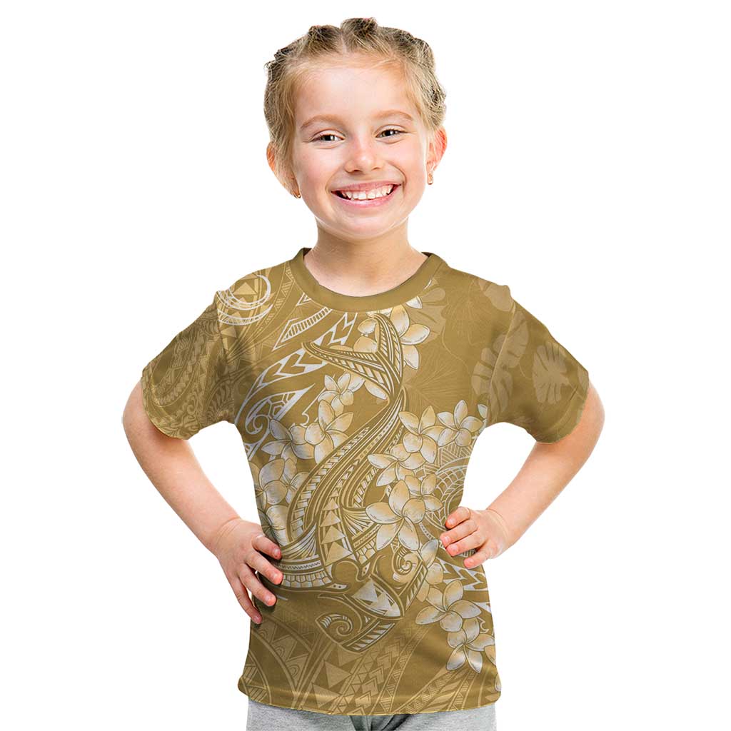Yellow Polynesia Hammerhead Shark Tattoo With Plumeria Lei Kid T Shirt LT14 Yellow - Polynesian Pride