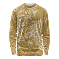 Yellow Polynesia Hammerhead Shark Tattoo With Plumeria Lei Long Sleeve Shirt