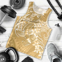 Yellow Polynesia Hammerhead Shark Tattoo With Plumeria Lei Men Tank Top