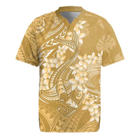 Yellow Polynesia Hammerhead Shark Tattoo With Plumeria Lei Rugby Jersey