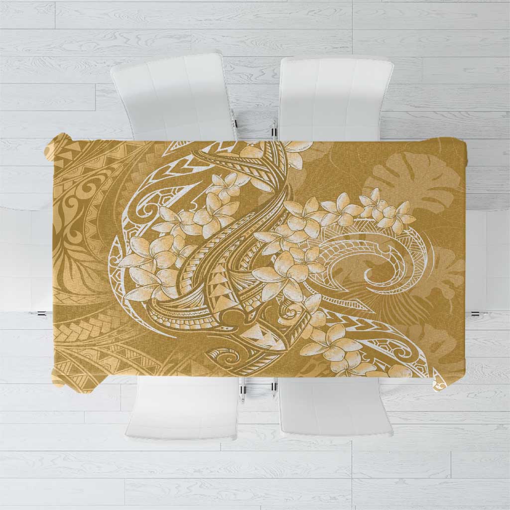 Yellow Polynesia Hammerhead Shark Tattoo With Plumeria Lei Tablecloth LT14 Yellow - Polynesian Pride