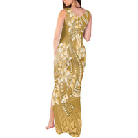 Yellow Polynesia Hammerhead Shark Tattoo With Plumeria Lei Tank Maxi Dress