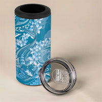 Blue Polynesia Hammerhead Shark Tattoo With Plumeria Lei 4 in 1 Can Cooler Tumbler LT14 - Polynesian Pride