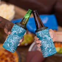 Blue Polynesia Hammerhead Shark Tattoo With Plumeria Lei 4 in 1 Can Cooler Tumbler LT14 - Polynesian Pride