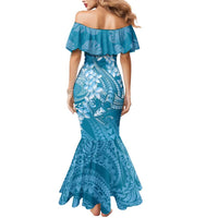 Blue Polynesia Hammerhead Shark Tattoo With Plumeria Lei Mermaid Dress