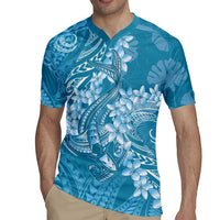 Blue Polynesia Hammerhead Shark Tattoo With Plumeria Lei Rugby Jersey LT14 - Polynesian Pride