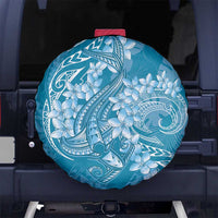 Blue Polynesia Hammerhead Shark Tattoo With Plumeria Lei Spare Tire Cover