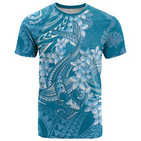 Blue Polynesia Hammerhead Shark Tattoo With Plumeria Lei T Shirt LT14 Blue - Polynesian Pride