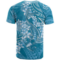 Blue Polynesia Hammerhead Shark Tattoo With Plumeria Lei T Shirt LT14 - Polynesian Pride