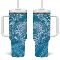 Blue Polynesia Hammerhead Shark Tattoo With Plumeria Lei Tumbler With Handle LT14 One Size: 40 oz Blue - Polynesian Pride