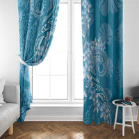 Blue Polynesia Hammerhead Shark Tattoo With Plumeria Lei Window Curtain