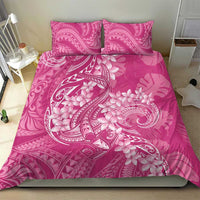 Pink Polynesia Hammerhead Shark Tattoo With Plumeria Lei Bedding Set