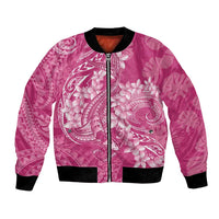 Pink Polynesia Hammerhead Shark Tattoo With Plumeria Lei Bomber Jacket LT14 Unisex Pink - Polynesian Pride