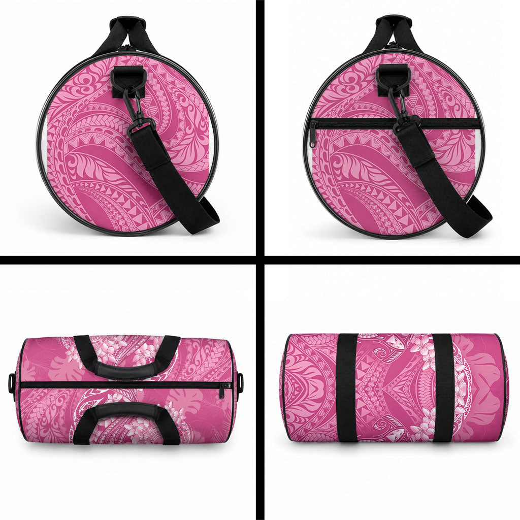Pink Polynesia Hammerhead Shark Tattoo With Plumeria Lei Duffle Bag LT14 - Polynesian Pride
