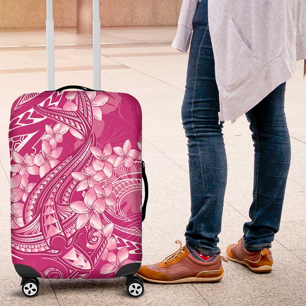 Pink Polynesia Hammerhead Shark Tattoo With Plumeria Lei Luggage Cover