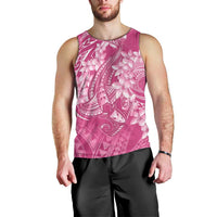 Pink Polynesia Hammerhead Shark Tattoo With Plumeria Lei Men Tank Top