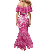 Pink Polynesia Hammerhead Shark Tattoo With Plumeria Lei Mermaid Dress