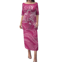 Pink Polynesia Hammerhead Shark Tattoo With Plumeria Lei Puletasi