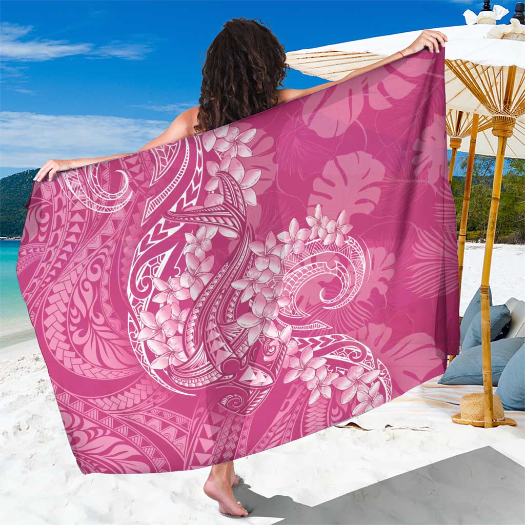Pink Polynesia Hammerhead Shark Tattoo With Plumeria Lei Sarong LT14 One Size 44 x 66 inches Pink - Polynesian Pride