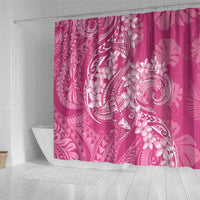 Pink Polynesia Hammerhead Shark Tattoo With Plumeria Lei Shower Curtain