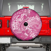 Pink Polynesia Hammerhead Shark Tattoo With Plumeria Lei Spare Tire Cover