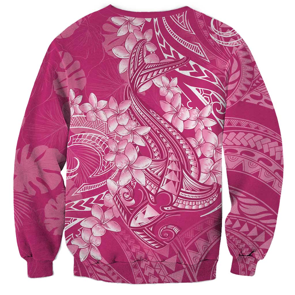Pink Polynesia Hammerhead Shark Tattoo With Plumeria Lei Sweatshirt