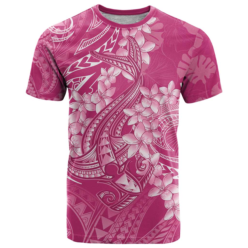 Pink Polynesia Hammerhead Shark Tattoo With Plumeria Lei T Shirt LT14 Pink - Polynesian Pride
