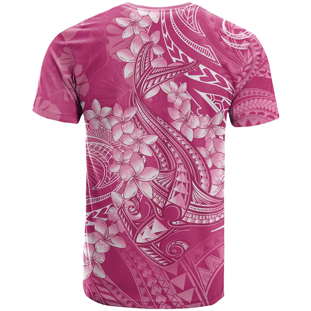 Pink Polynesia Hammerhead Shark Tattoo With Plumeria Lei T Shirt LT14 - Polynesian Pride