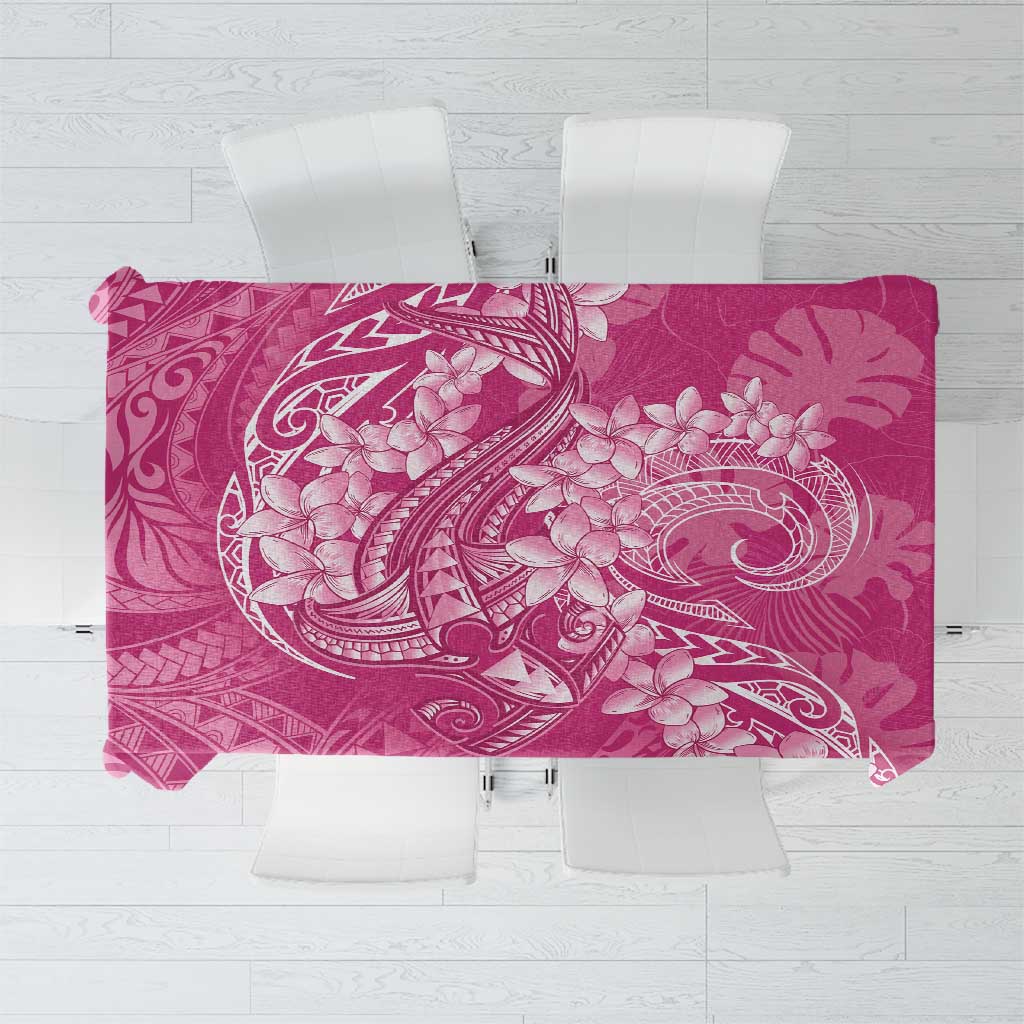 Pink Polynesia Hammerhead Shark Tattoo With Plumeria Lei Tablecloth LT14 Pink - Polynesian Pride