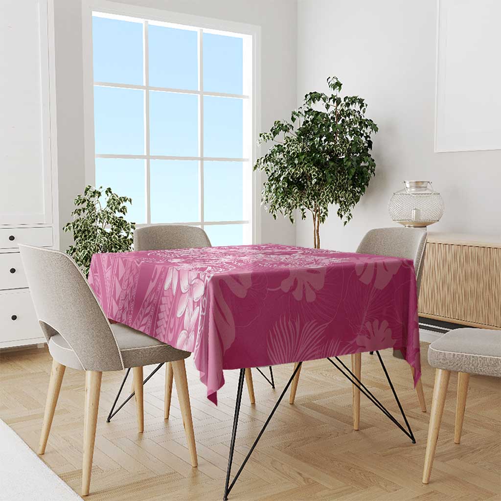 Pink Polynesia Hammerhead Shark Tattoo With Plumeria Lei Tablecloth