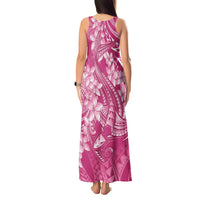Pink Polynesia Hammerhead Shark Tattoo With Plumeria Lei Tank Maxi Dress
