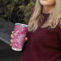 Pink Polynesia Hammerhead Shark Tattoo With Plumeria Lei Tumbler Cup