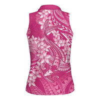 Pink Polynesia Hammerhead Shark Tattoo With Plumeria Lei Women Sleeveless Polo Shirt LT14 - Polynesian Pride