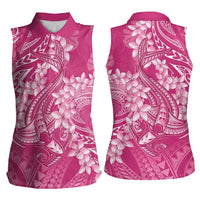 Pink Polynesia Hammerhead Shark Tattoo With Plumeria Lei Women Sleeveless Polo Shirt LT14 - Polynesian Pride