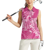 Pink Polynesia Hammerhead Shark Tattoo With Plumeria Lei Women Sleeveless Polo Shirt LT14 - Polynesian Pride