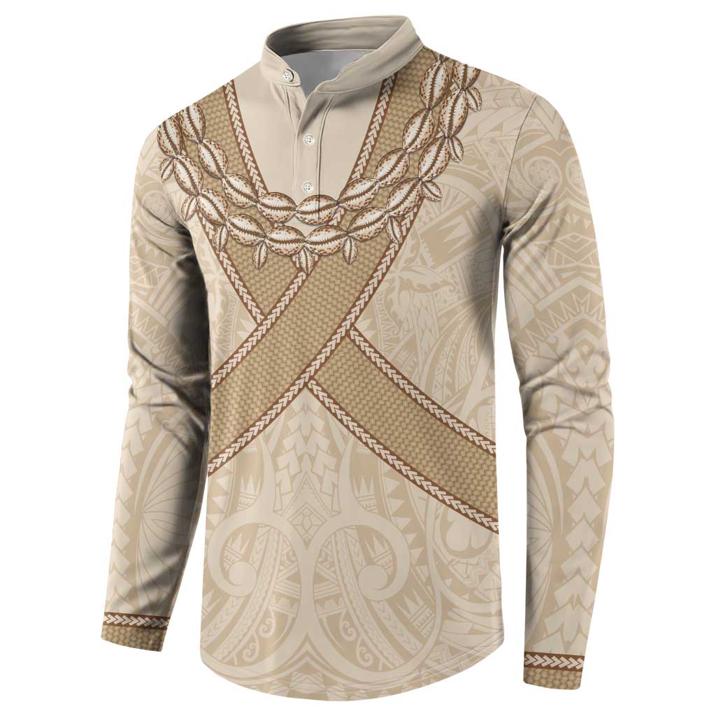 Mauri Ribaberiki Kiribati Button Sweatshirt Cowrie Shells Lei Palm Leaf Weaving LT14 - Polynesian Pride