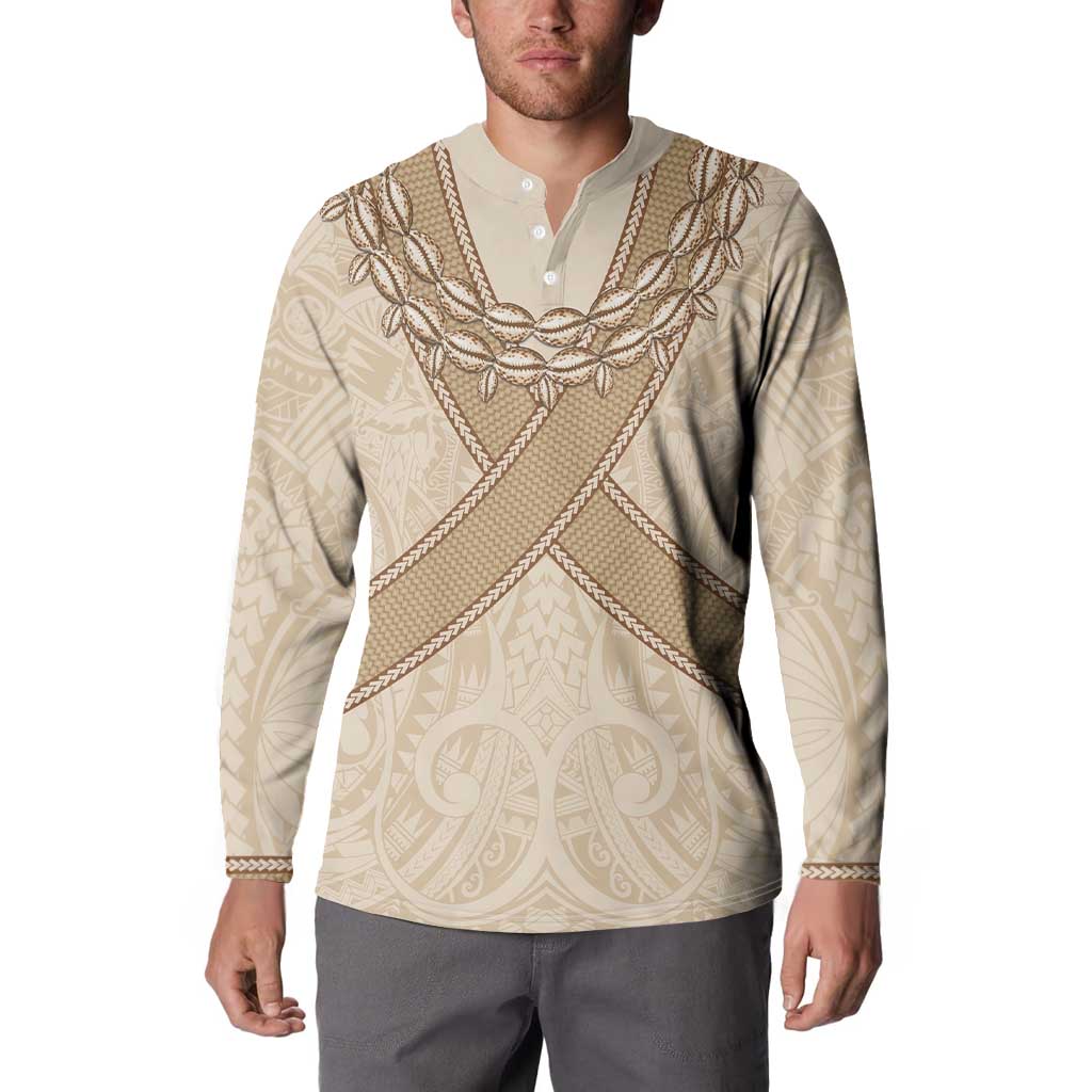 Mauri Ribaberiki Kiribati Button Sweatshirt Cowrie Shells Lei Palm Leaf Weaving LT14 - Polynesian Pride