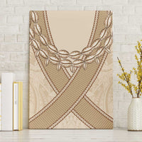 Mauri Ribaberiki Kiribati Canvas Wall Art Cowrie Shells Lei Palm Leaf Weaving LT14 Without Frame Beige - Polynesian Pride